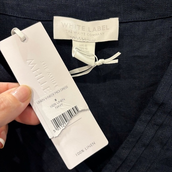 NWT White Label The White Company Linen Midi Dress Navy Blue Size 8 - Picture 4 of 8
